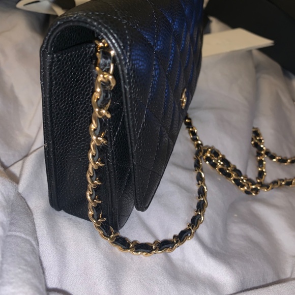 CHANEL Caviar Quilted Wallet On Chain WOC Black - Picture 10 of 13